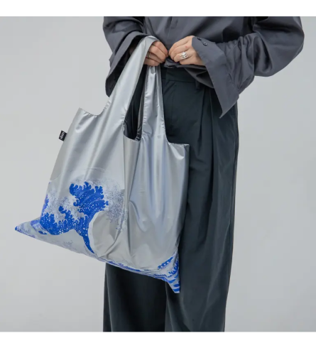 Loqi Bag The Great Wave Silver Metallic by Hokusai 
