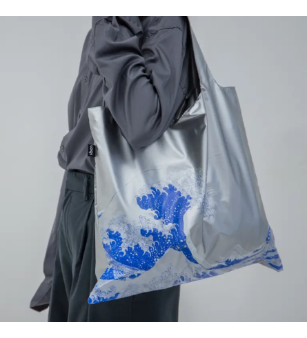 Loqi Bag The Great Wave Silver Metallic by Hokusai 