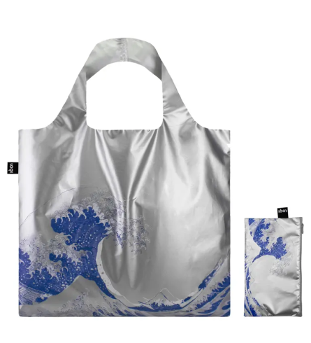 Loqi Bag The Great Wave Silver Metallic by Hokusai 